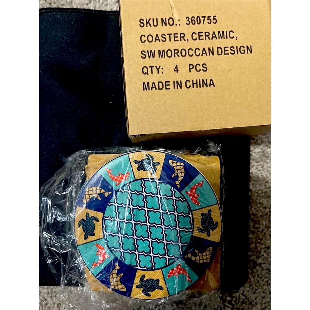Sea World Absorbent Stone Coasters With Cork Backing (set of 4) - Moroccan Style - Picture 4 of 8
